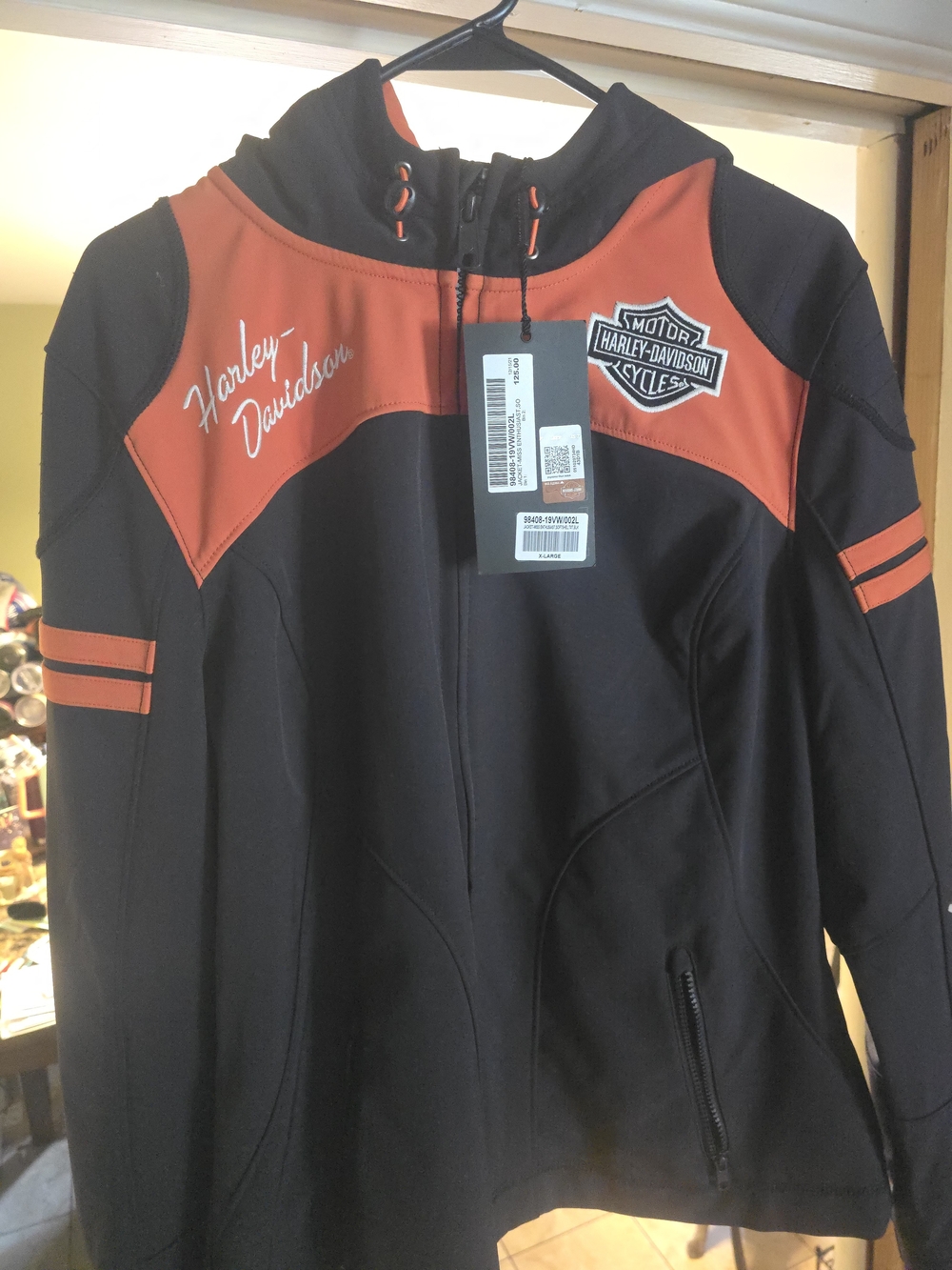 Harley-Davidson Black and Orange Women’s Zip Jacket with Logo
